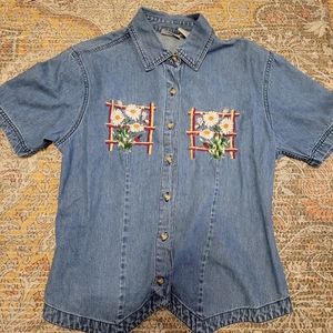 vintage button up jean top